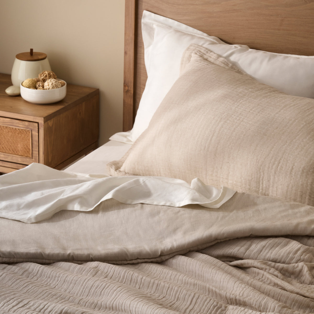 Oyster | Cotton Bamboo | Gauze | Bed Set
