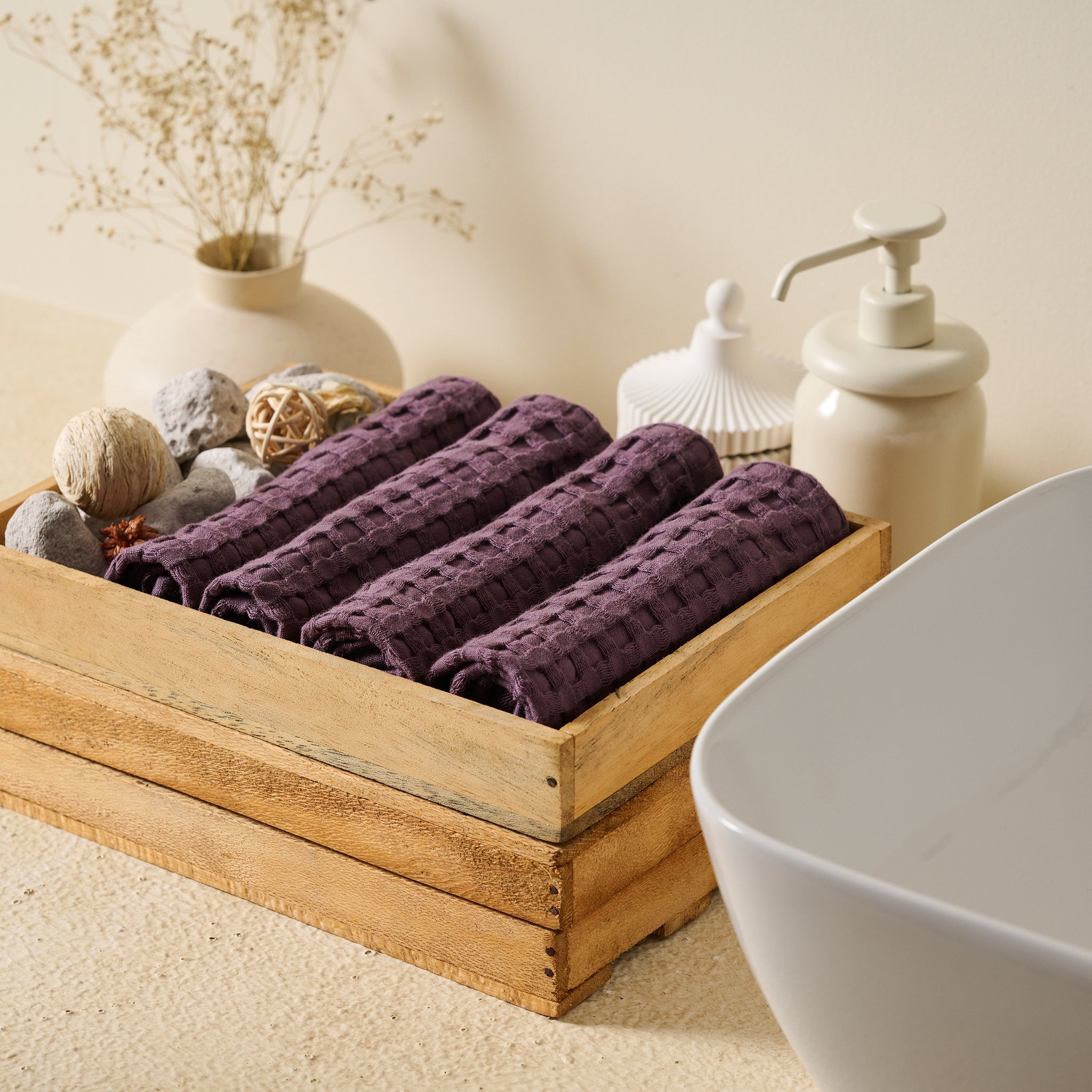 Amethyst | Cotton Bamboo | Waffle | Face Towel