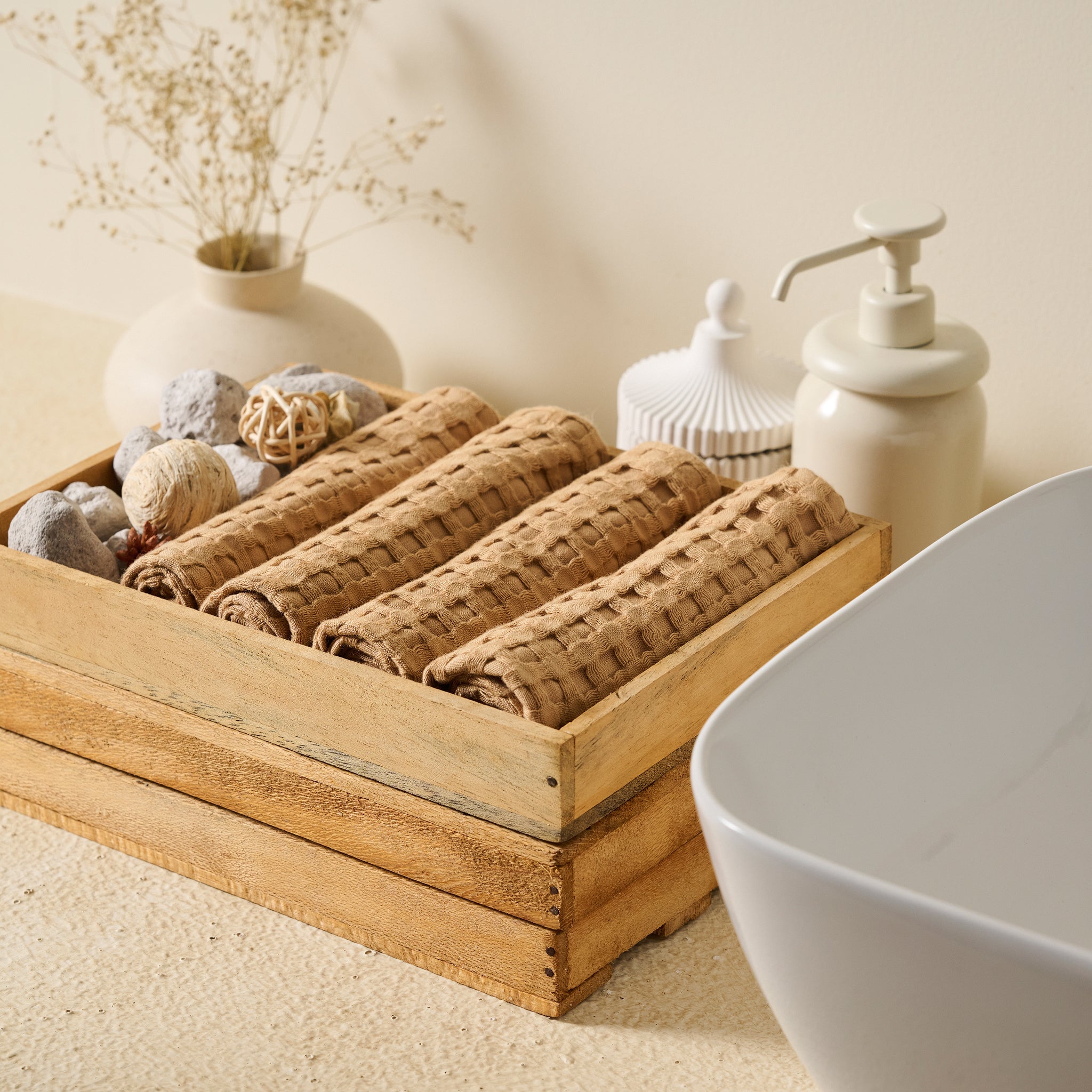 Gold | Cotton Bamboo | Waffle | Face Towel
