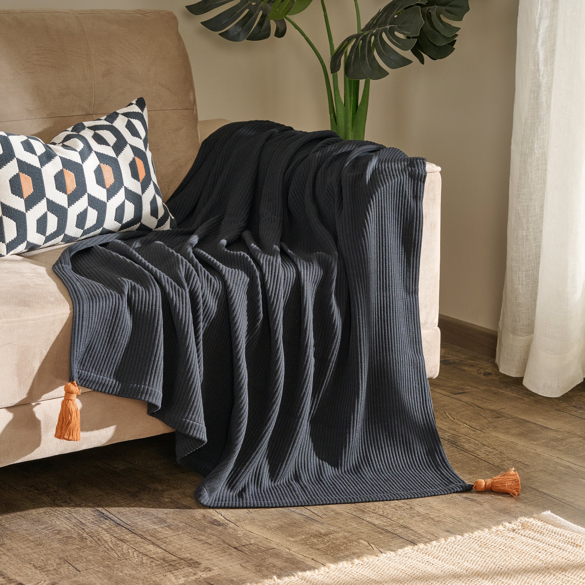 Pepper Plume | Cotton Bamboo | Cord Rib | Throw