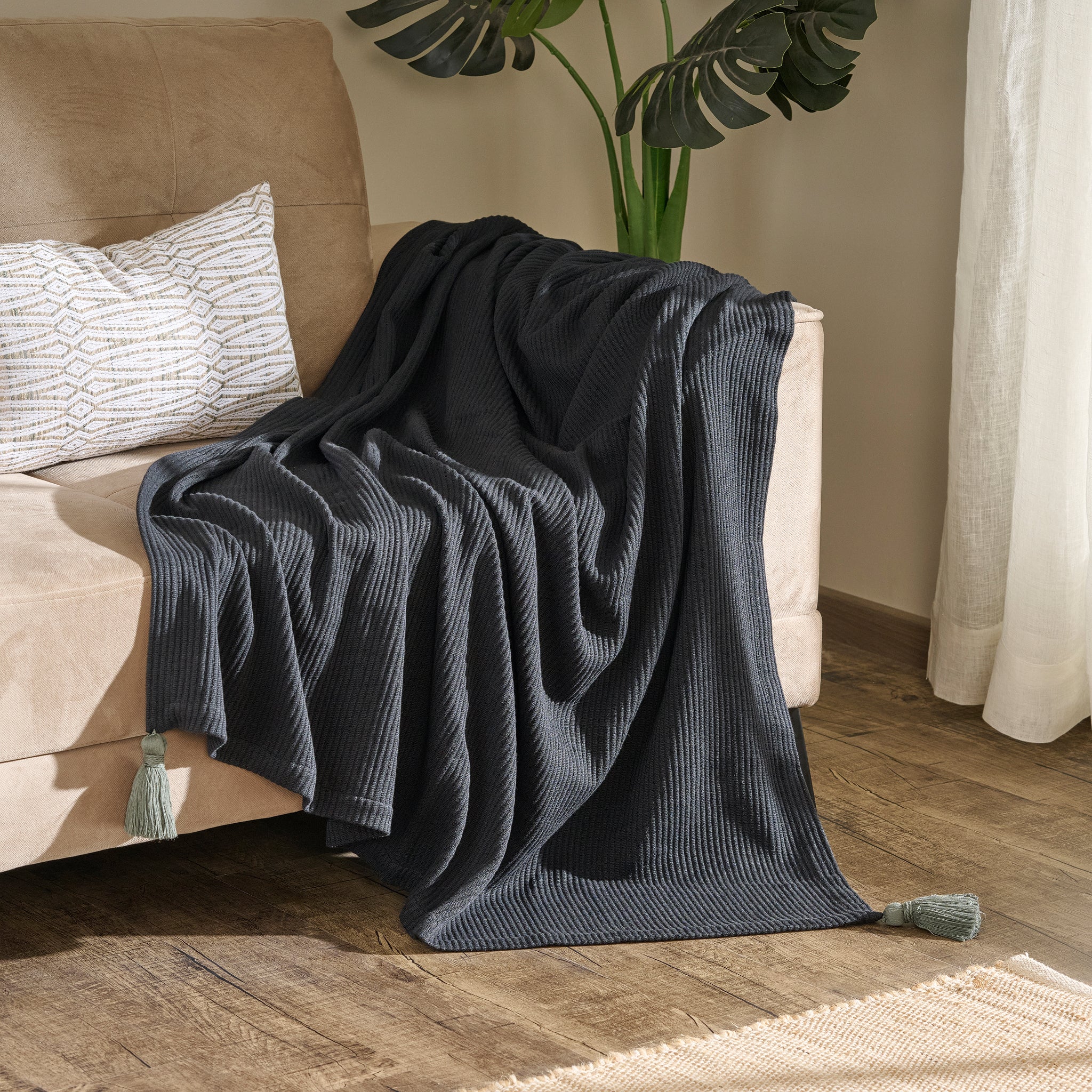 Pepper Plume | Cotton Bamboo | Cord Rib | Throw