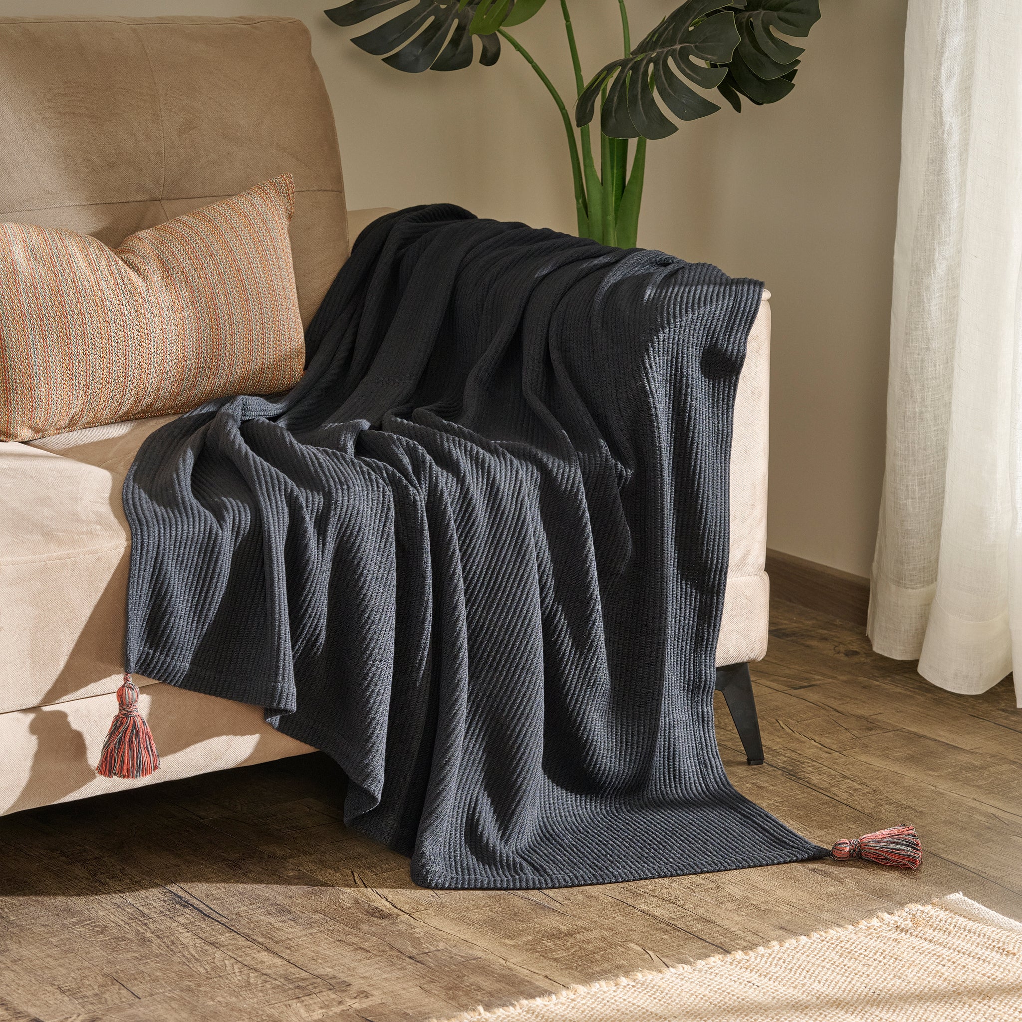 Pepper Plume | Cotton Bamboo | Cord Rib | Throw