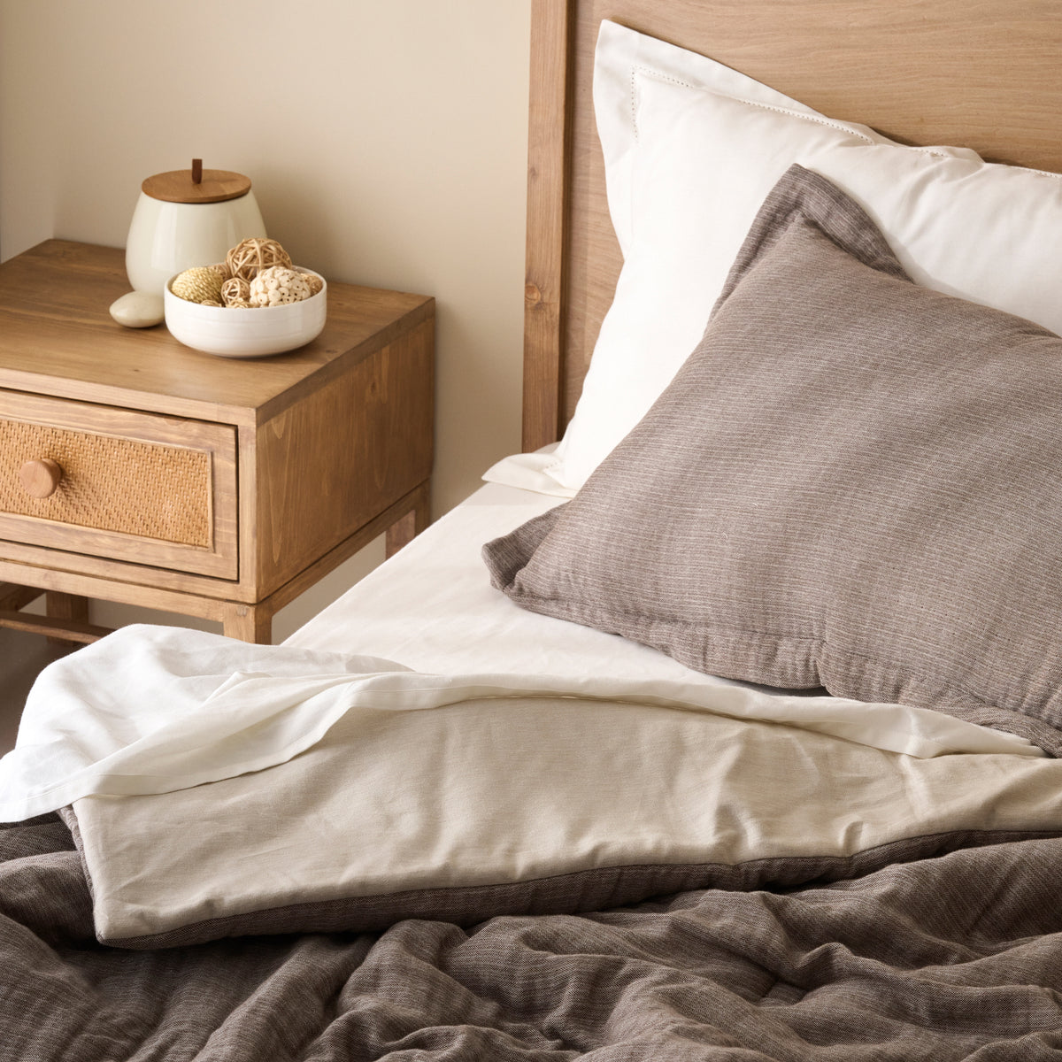 Oyster | Cotton Bamboo | Gauze | Bed Set