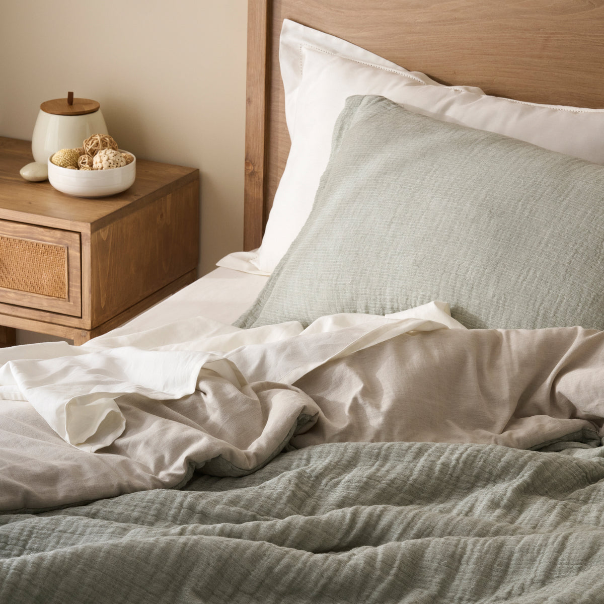 Oyster | Cotton Bamboo | Gauze | Bed Set