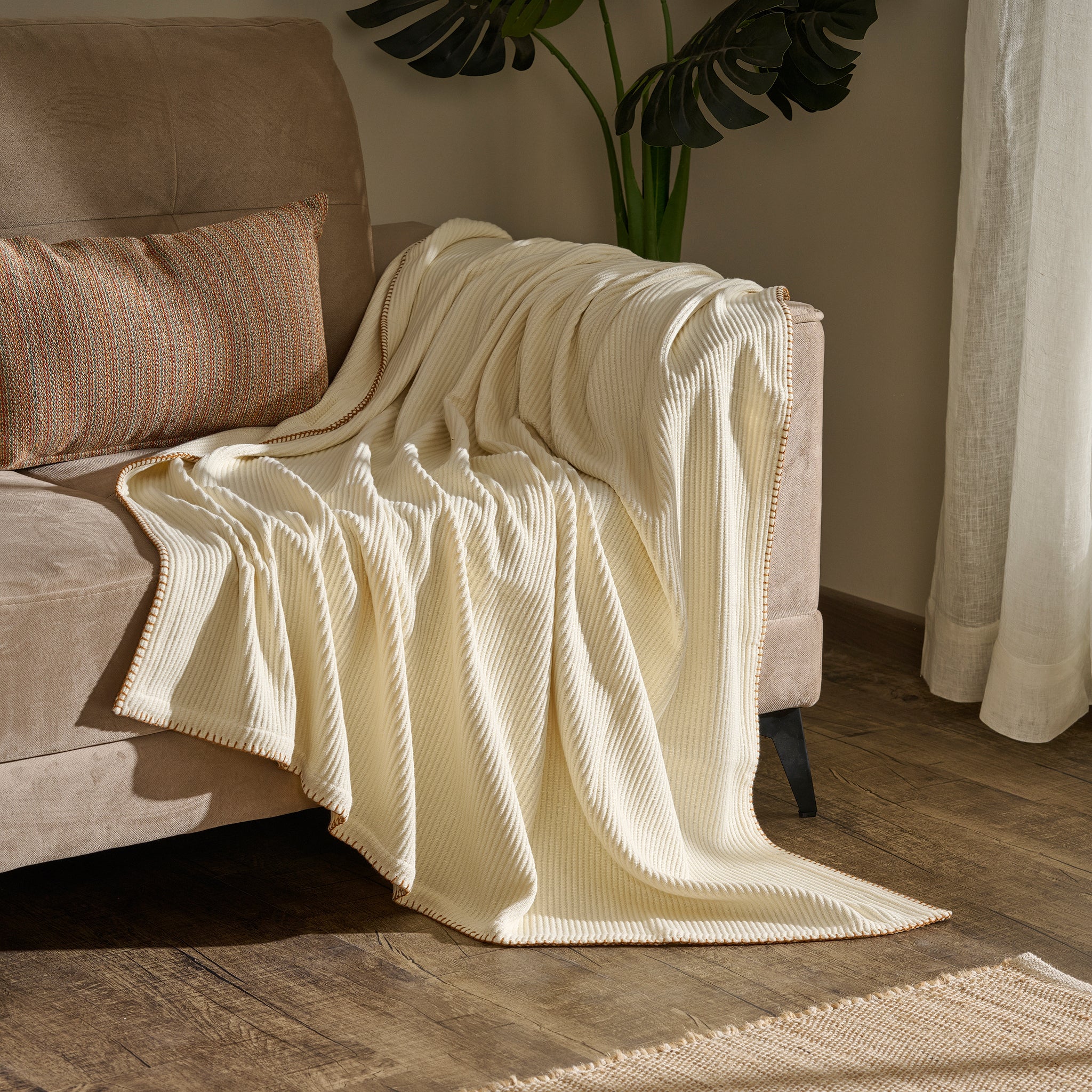 Cream Whip  | Cotton Bamboo | Cord Rib | Throw
