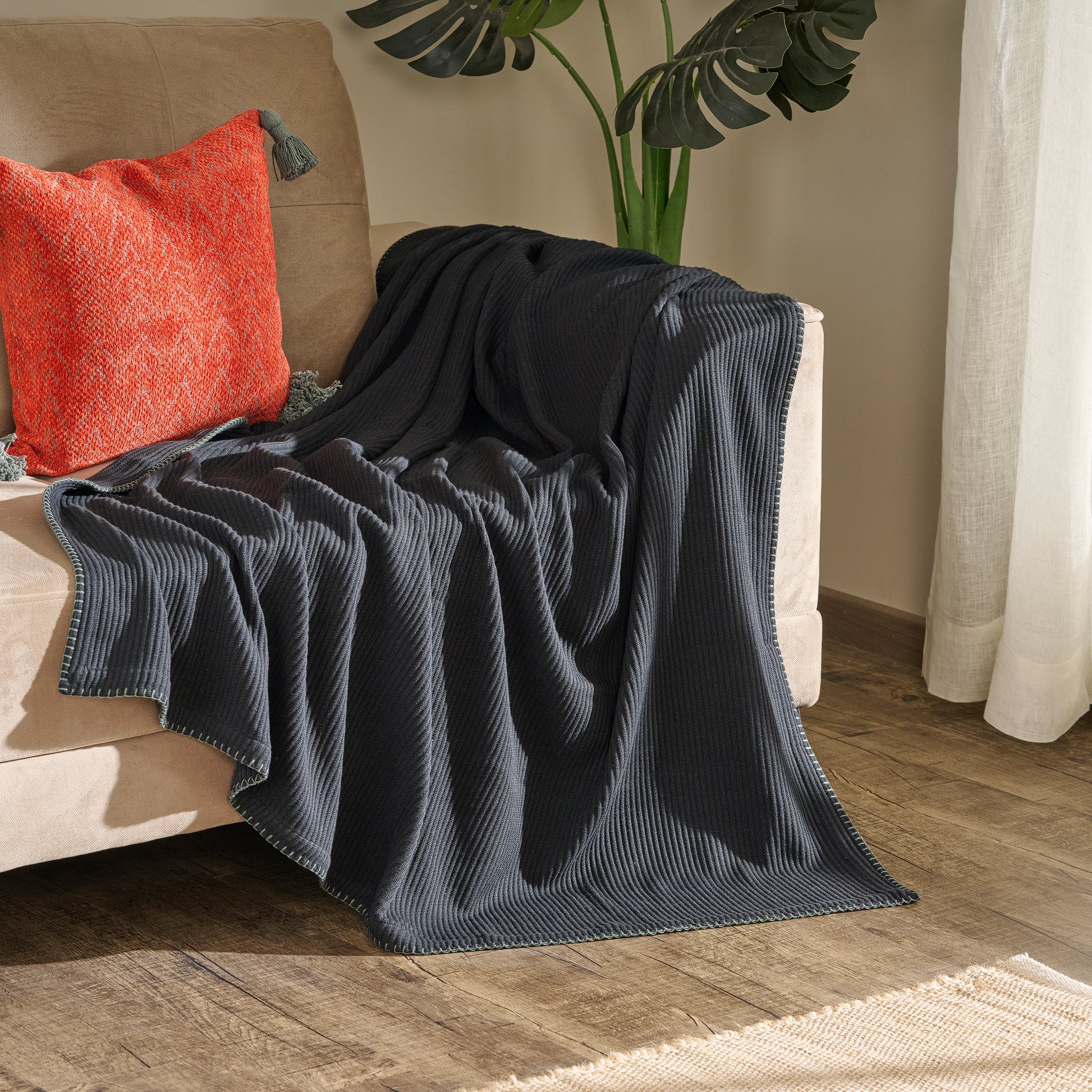 Pepper Whip  | Cotton Bamboo | Cord Rib | Throw