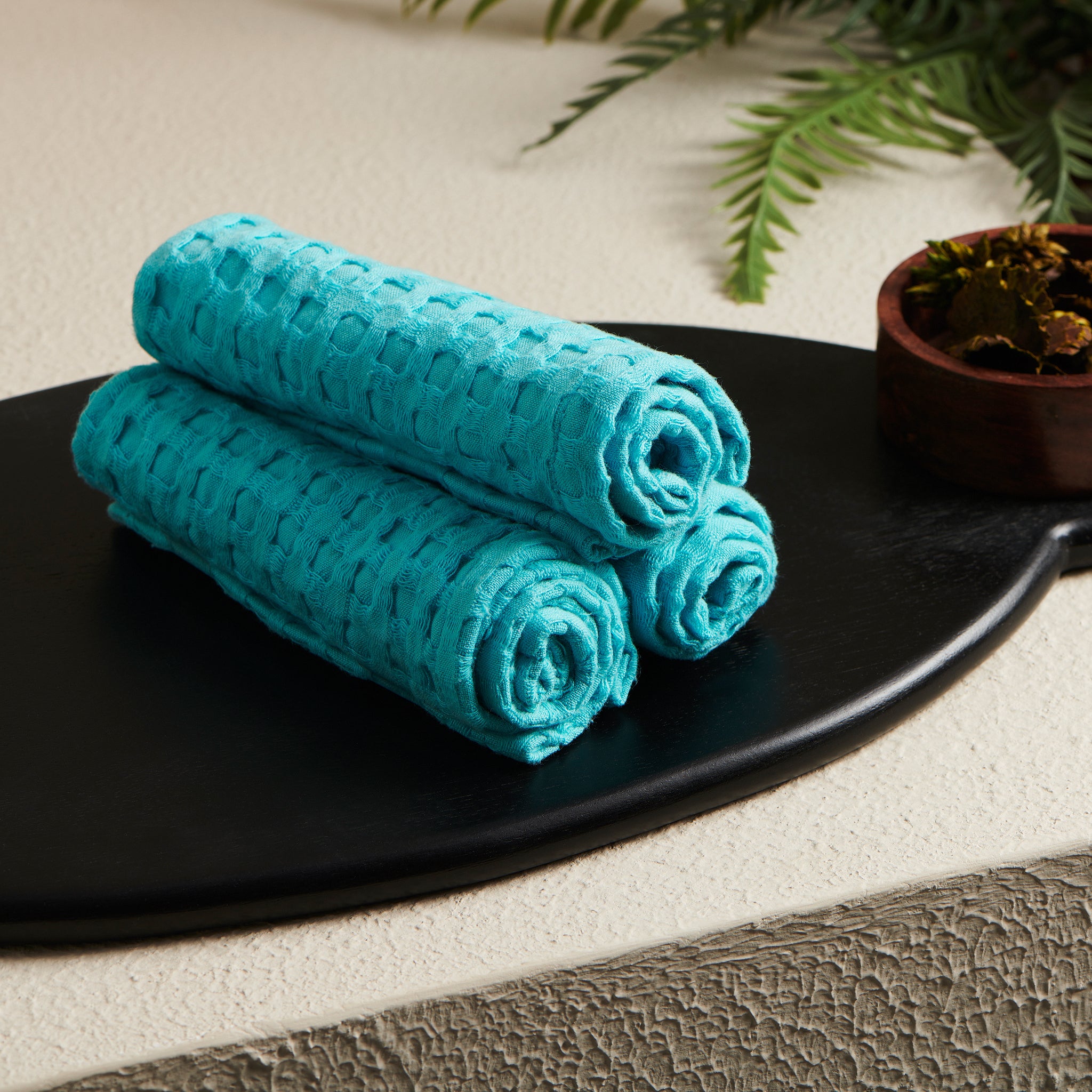 Aqua | Cotton | Waffle | Face Towel